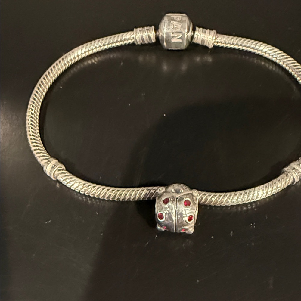 Pandora Silver Lady Bug with Red Accents